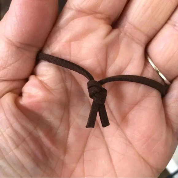 Bronze Spiral Design Circle & Bead Necklace Leather Cord NWT - Picture 3 of 4